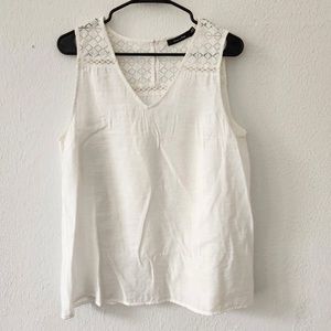 Doe & Rae Women's Boutique Sleeveless Top Size Large Lace Cream Ivory